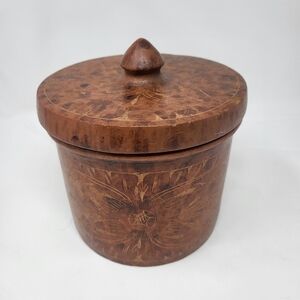 Vintage Pier 1 Brown Floral  Canister with Lid | Cookie Jar | Storage